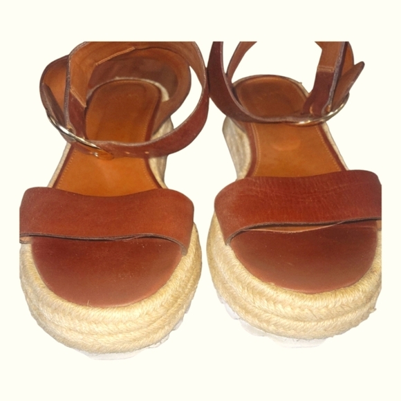 Valez Women's Brown Leather Adjustable Ankle Buckle Wedge Espradrille Sandals - Picture 8 of 11